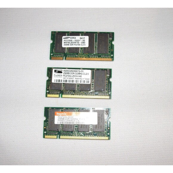 DDR PC2700 SODIMM 333MHz 256MB Hynix HYMD232M646D6-J Laptop Ram + 2 Same Specs - Picture 1 of 1